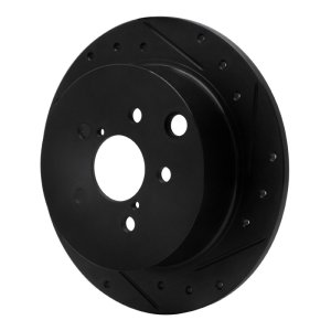 Subaru XV Crosstrek Brake Rotor (1) - Rear Right - R1 Concepts - Drilled & Slotted - Black - `12-`23